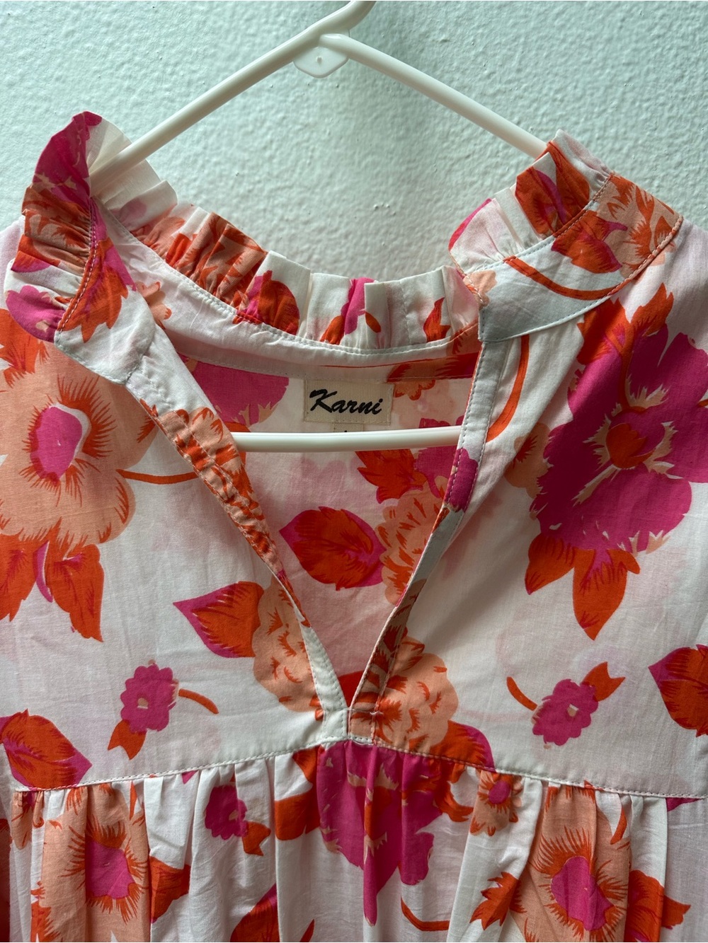 Pink & Orange Floral Cotton Dress - Picture 8 of 9